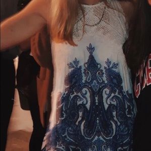 Free people blue patterned shift dress